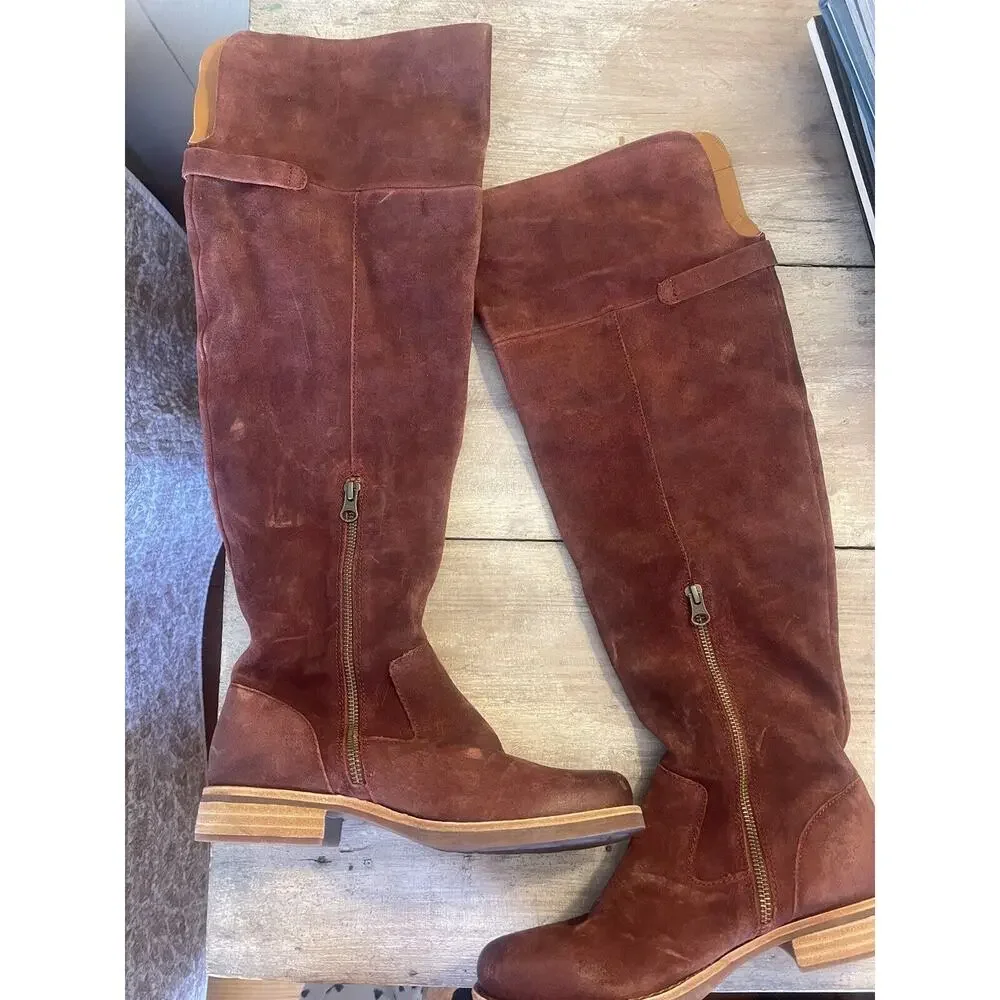 Kork-Ease Addison Over the Knee Suede Campus Riding Boot Rust 7 Distressed NEW!